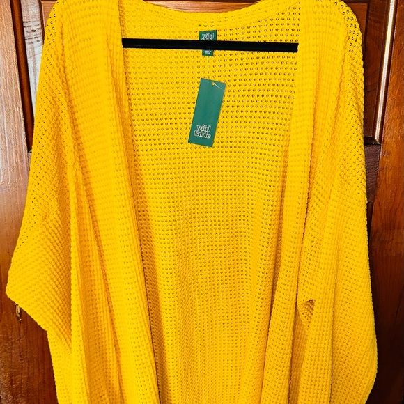 Wild Fable Yellow Waffle-Knit Cardigan Sweater - Picture 2 of 8